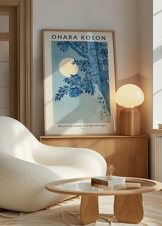 Blossoming Cherry on a Moonlit Night, 1932, Ohara Koson Poster - Posterbox.dk
