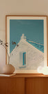 Blue Roof and White Walls Poster - Posterbox.dk