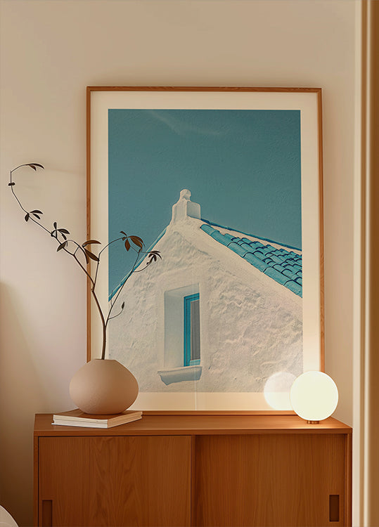 Blue Roof and White Walls Poster - Posterbox.dk