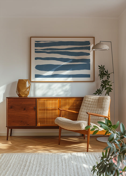 Blue Stripes, Nautical Abstract Pattern Poster - Posterbox.dk