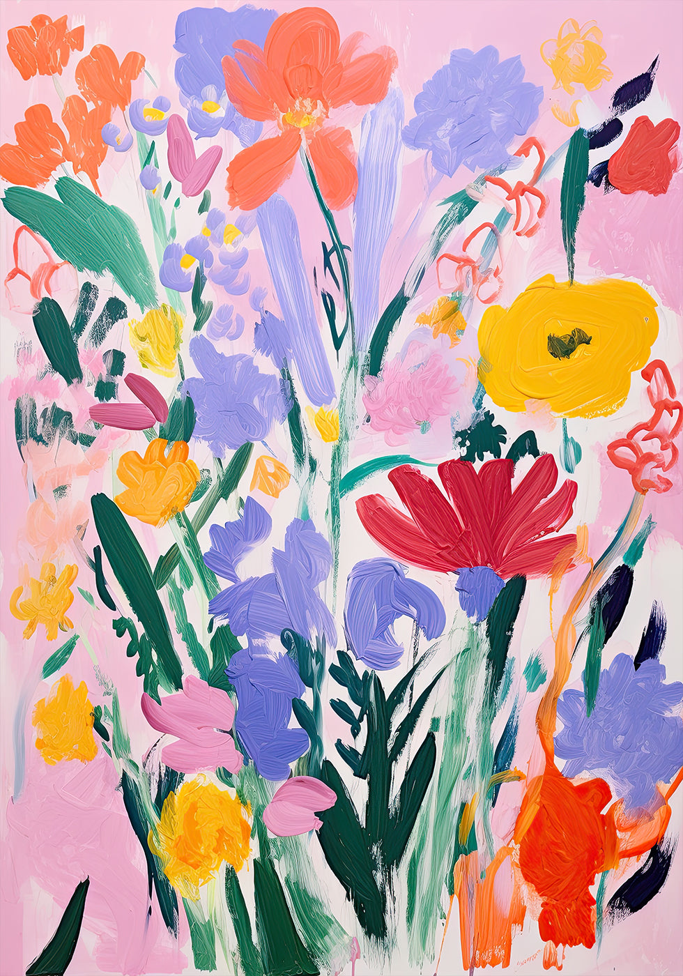 Bold Wildflower Bouquet Expressive Floral Poster - Posterbox.dk