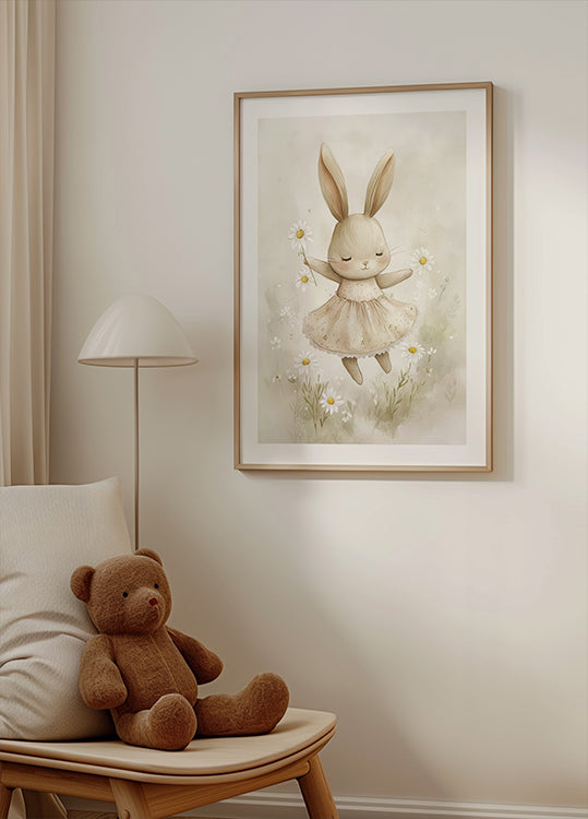 Bunny and Daisies Poster - Posterbox.dk
