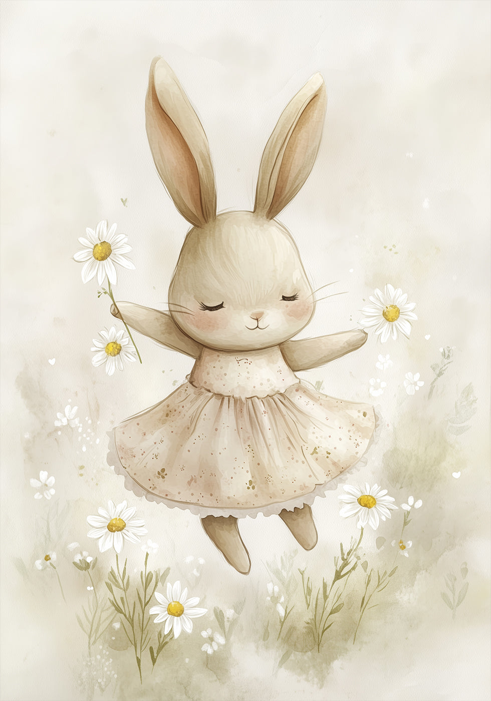 Bunny and Daisies Poster - Posterbox.dk