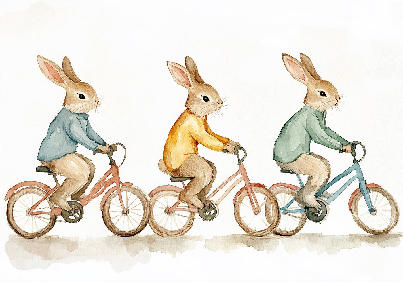 Bunny Bicycle Trio Poster - Posterbox.dk