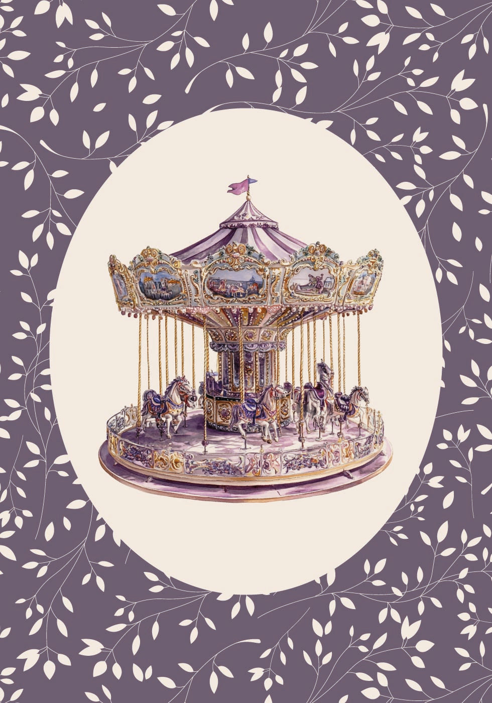 Carousel, Vintage Merry-Go-Round Poster - Posterbox.dk