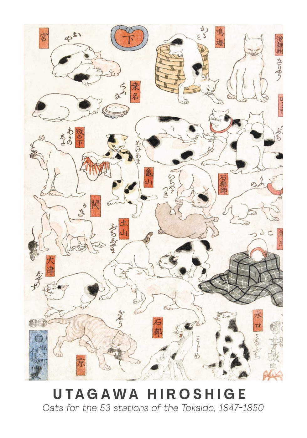 Cats of the Tokaido, Hiroshige Poster - Posterbox.dk