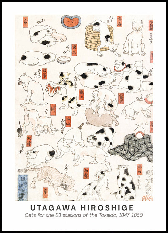 Cats of the Tokaido, Hiroshige Poster - Posterbox.dk