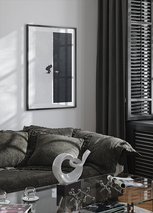 Child with Paper Boat Contrast Poster - Posterbox.dk