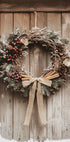 Christmas Wreath on a Wooden Door Poster - Posterbox.dk