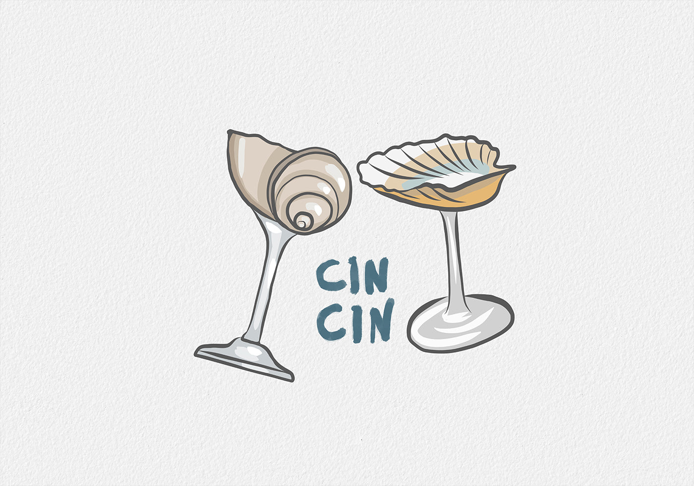 Cin Cin, Seashell Cocktail Glass Poster - Posterbox.dk