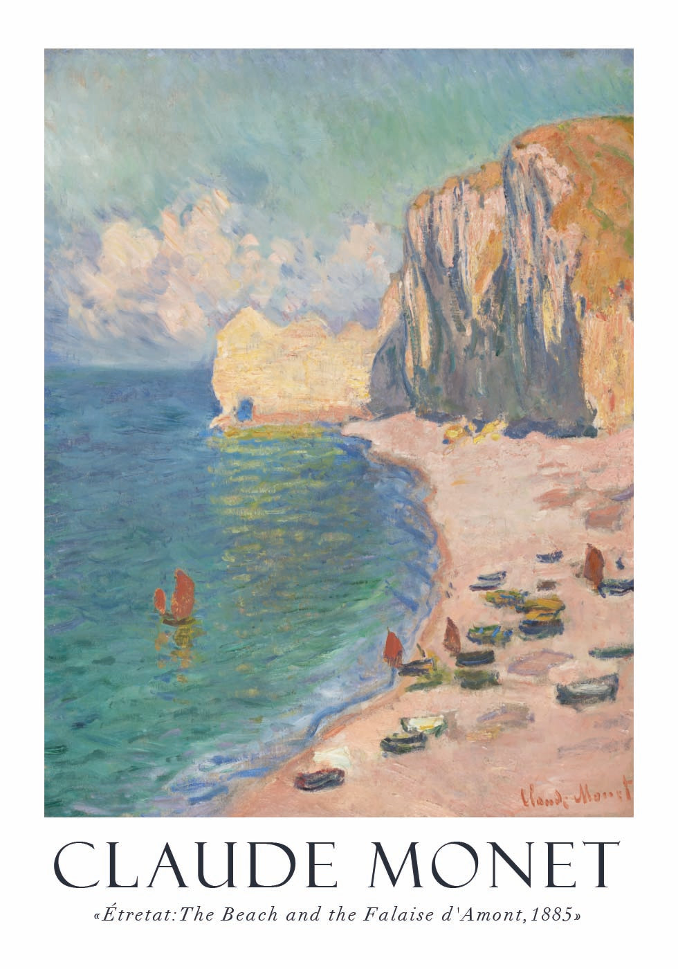 Claude Monet - Étretat, The Beach and the Falaise d'Amont Poster - Posterbox.dk