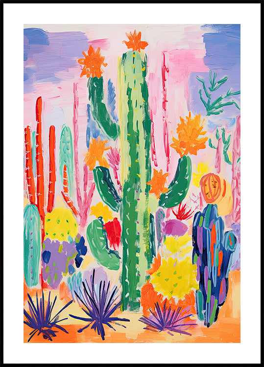 Colorful Cactus Garden Poster - Posterbox.dk