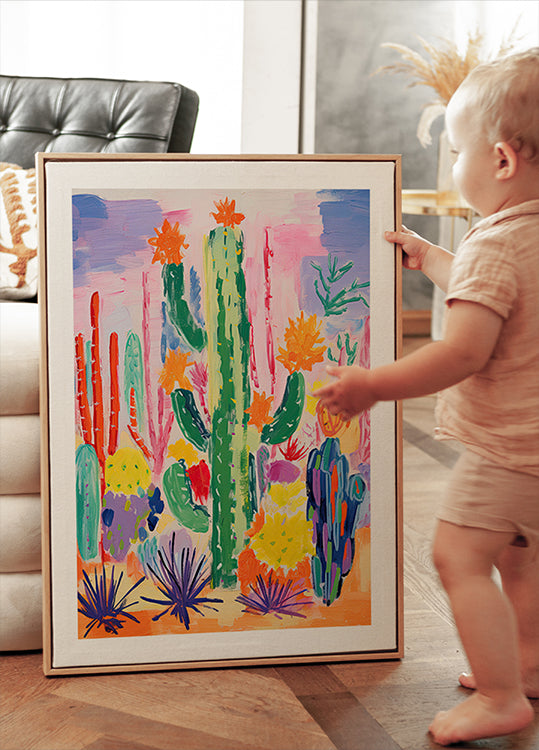 Colorful Cactus Garden Poster - Posterbox.dk
