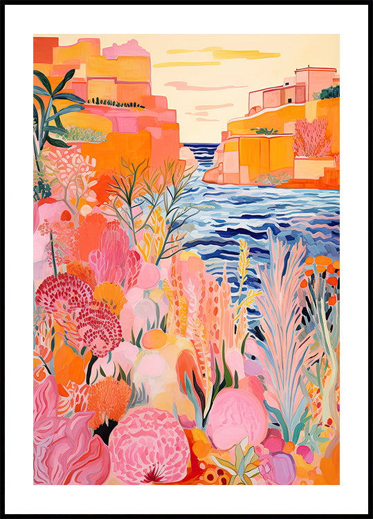 Colorful Canyon Garden and Sea Poster - Posterbox.dk