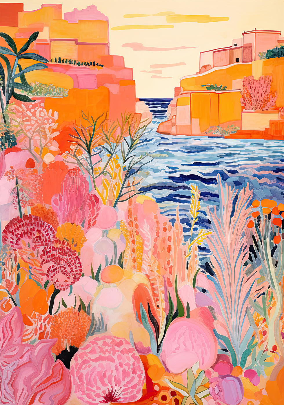 Colorful Canyon Garden and Sea Poster - Posterbox.dk