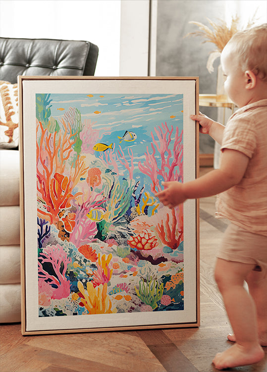 Colorful Coral Reef Ocean Scene Poster - Posterbox.dk
