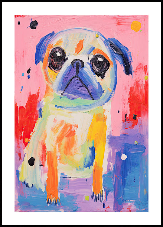 Colorful Pug Poster - Posterbox.dk