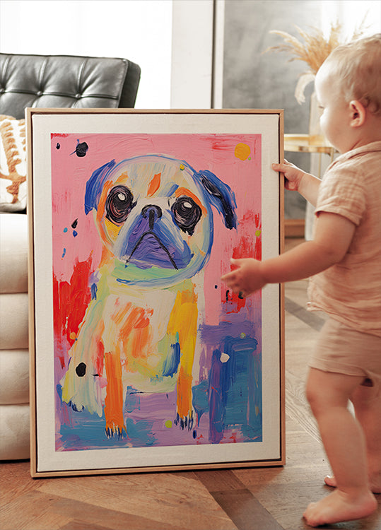 Colorful Pug Poster - Posterbox.dk