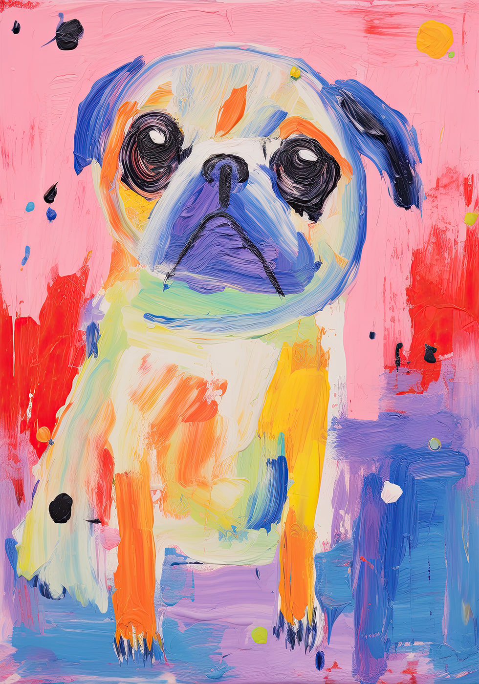 Colorful Pug Poster - Posterbox.dk
