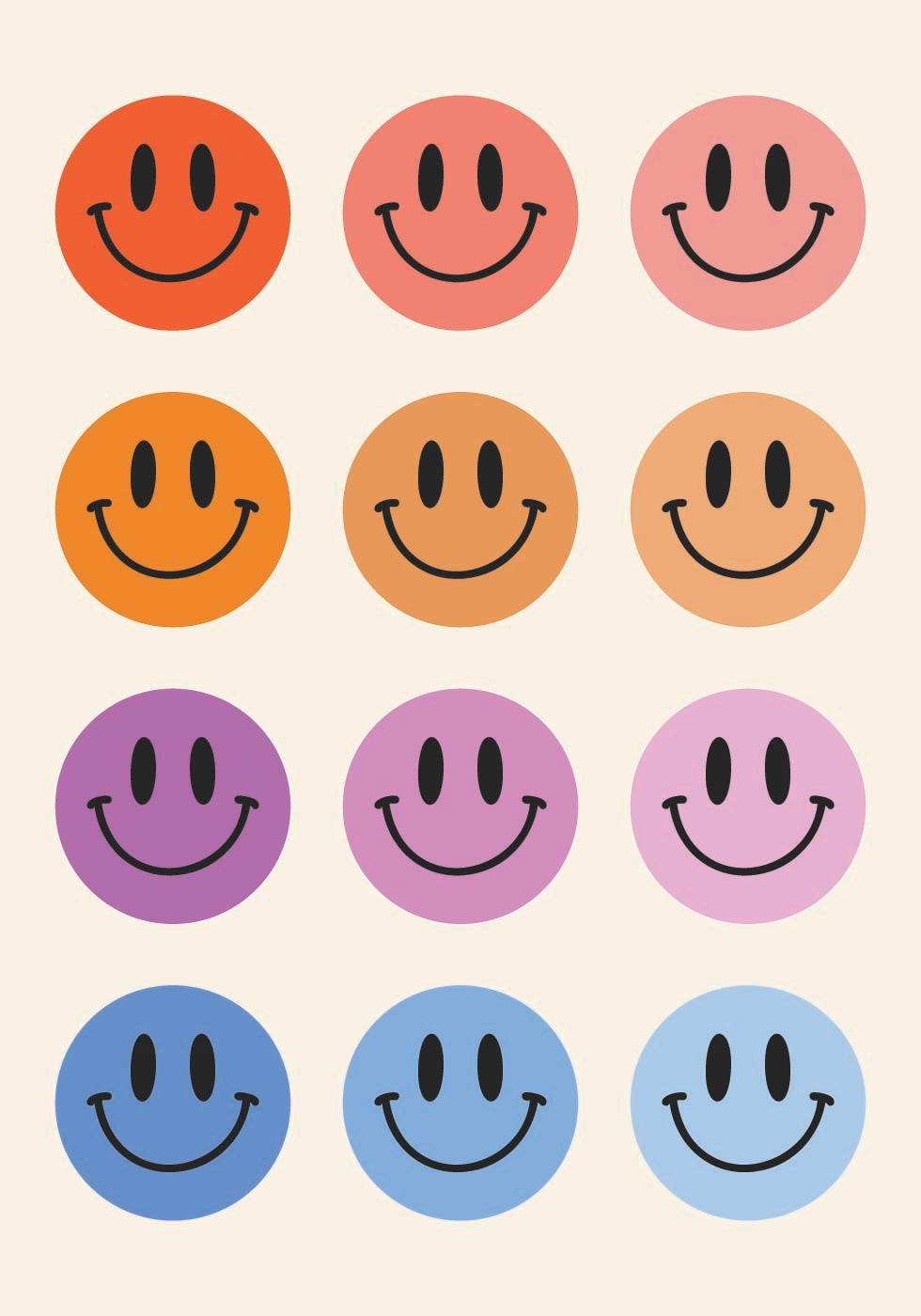 Colorful Smiley Faces Poster - Posterbox.dk