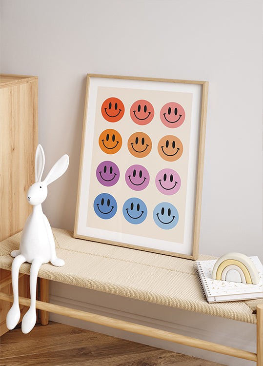 Colorful Smiley Faces Poster - Posterbox.dk