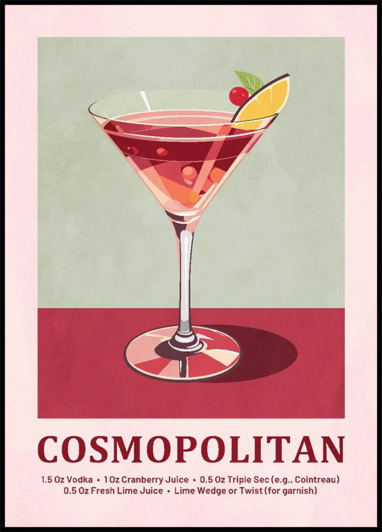 Cosmopolitan Cocktail Recipe Poster - Posterbox.dk