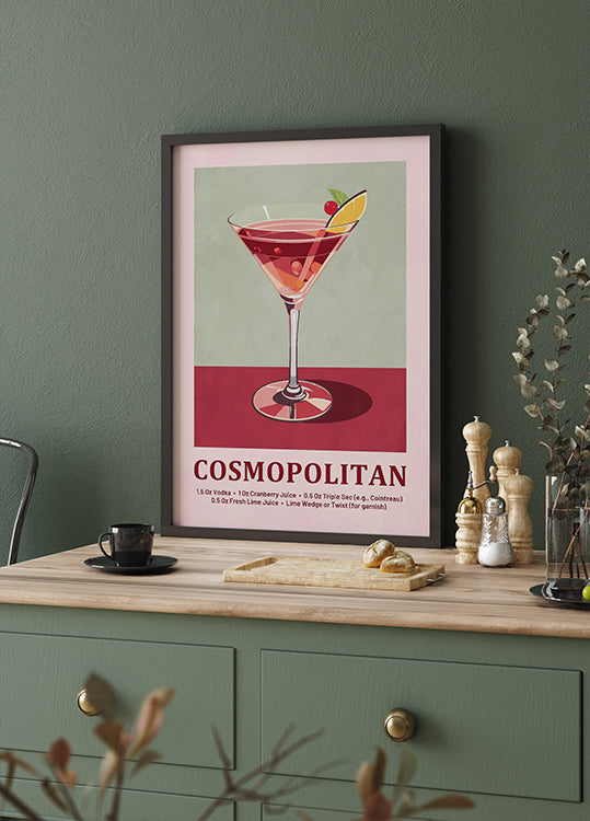 Cosmopolitan Cocktail Recipe Poster - Posterbox.dk