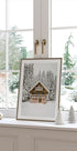 Cozy Wooden Cabin in Snowy Mountains Poster - Posterbox.dk
