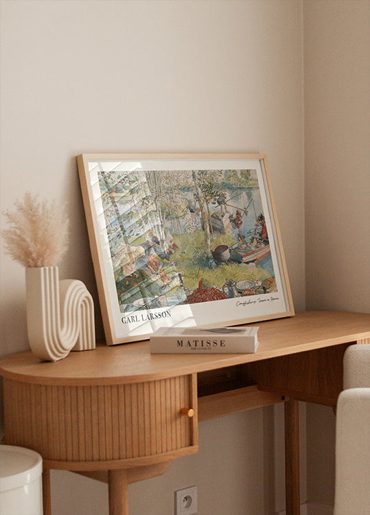 Crayfishing, riverside summer family scene Poster - Posterbox.dk