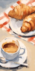 Croissants and Espresso, Café Breakfast, French-Italian Brunch Poster - Posterbox.dk