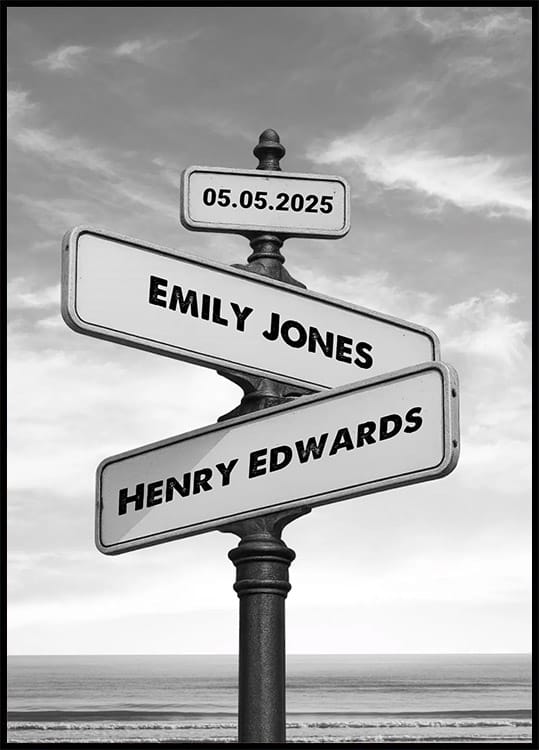 Crossroads of Love, Personalized Signpost Poster - Posterbox.dk