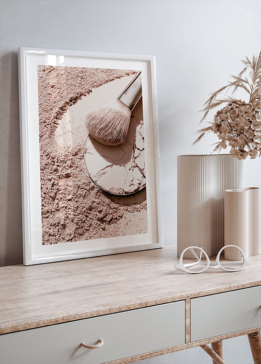 Crushed Compact Powder, Soft Brush Flatlay Poster - Posterbox.dk