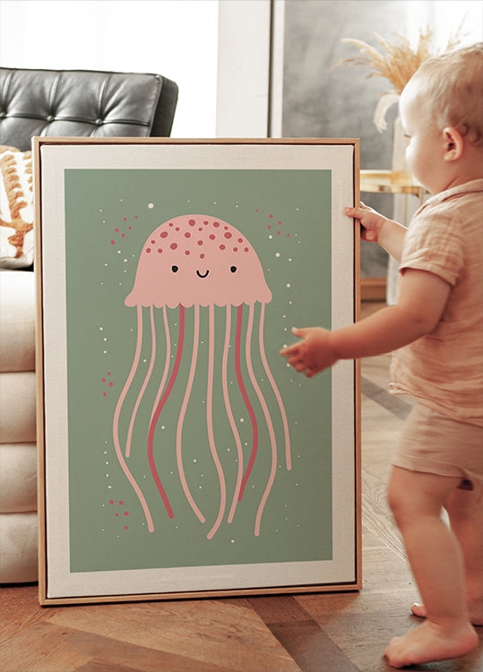 Cute Jellyfish Illustration Poster - Posterbox.dk