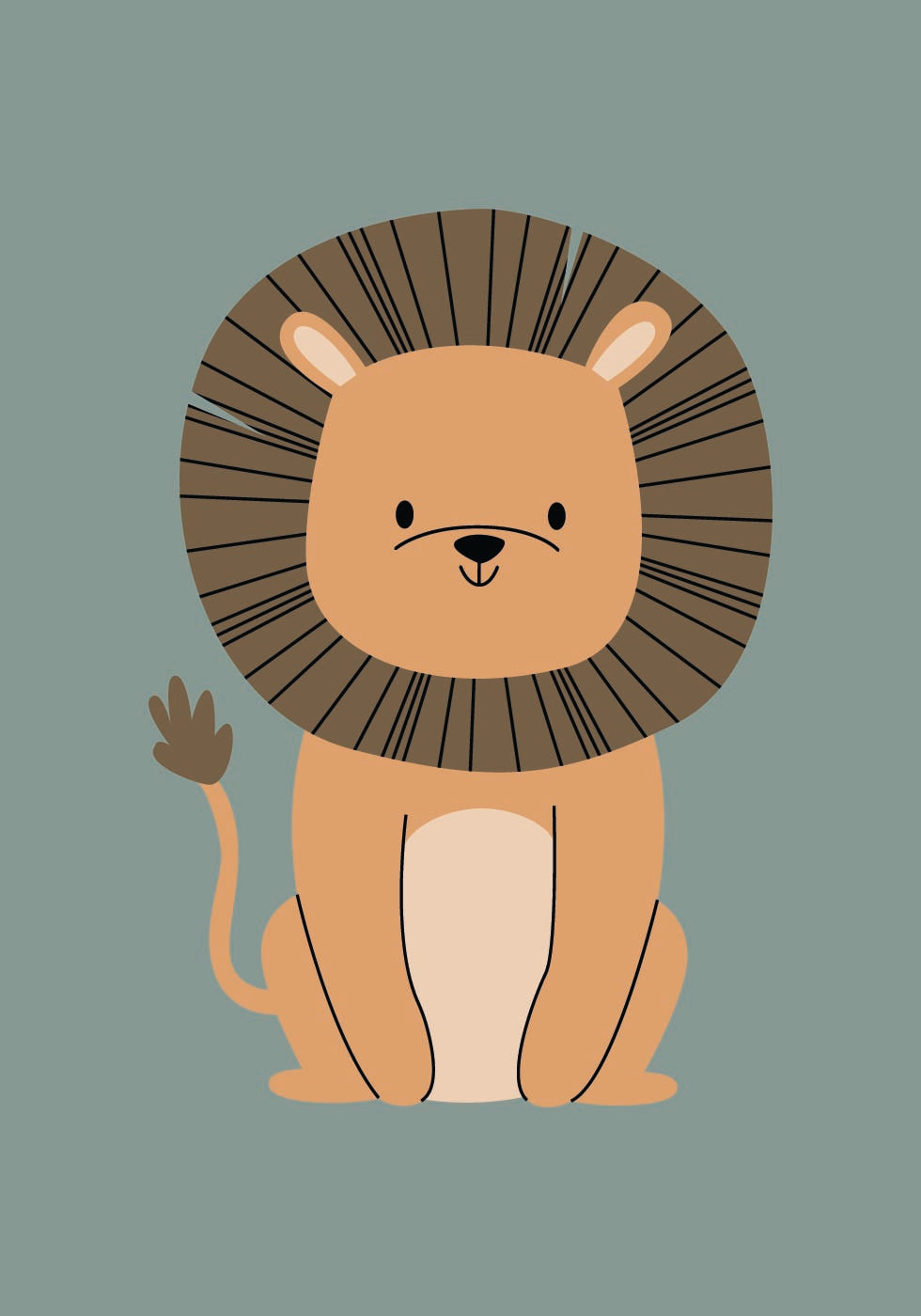 Cute Lion Illustration Poster - Posterbox.dk