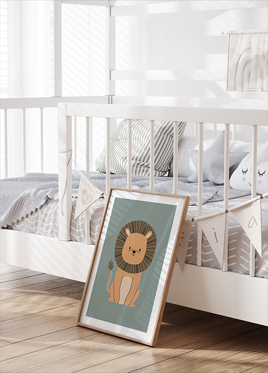 Cute Lion Illustration Poster - Posterbox.dk