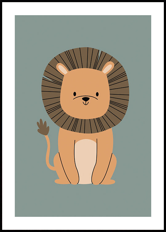 Cute Lion Illustration Poster - Posterbox.dk