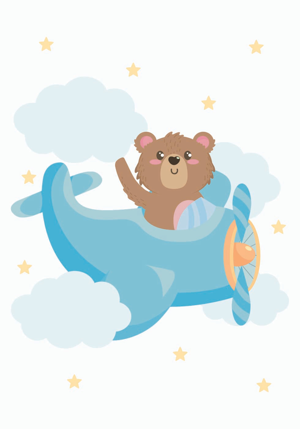 Cute Teddy Bear Airplane Poster - Posterbox.dk
