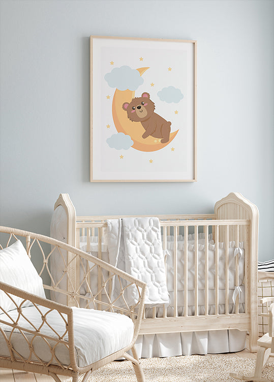 Cute Teddy Bear Moon Poster - Posterbox.dk