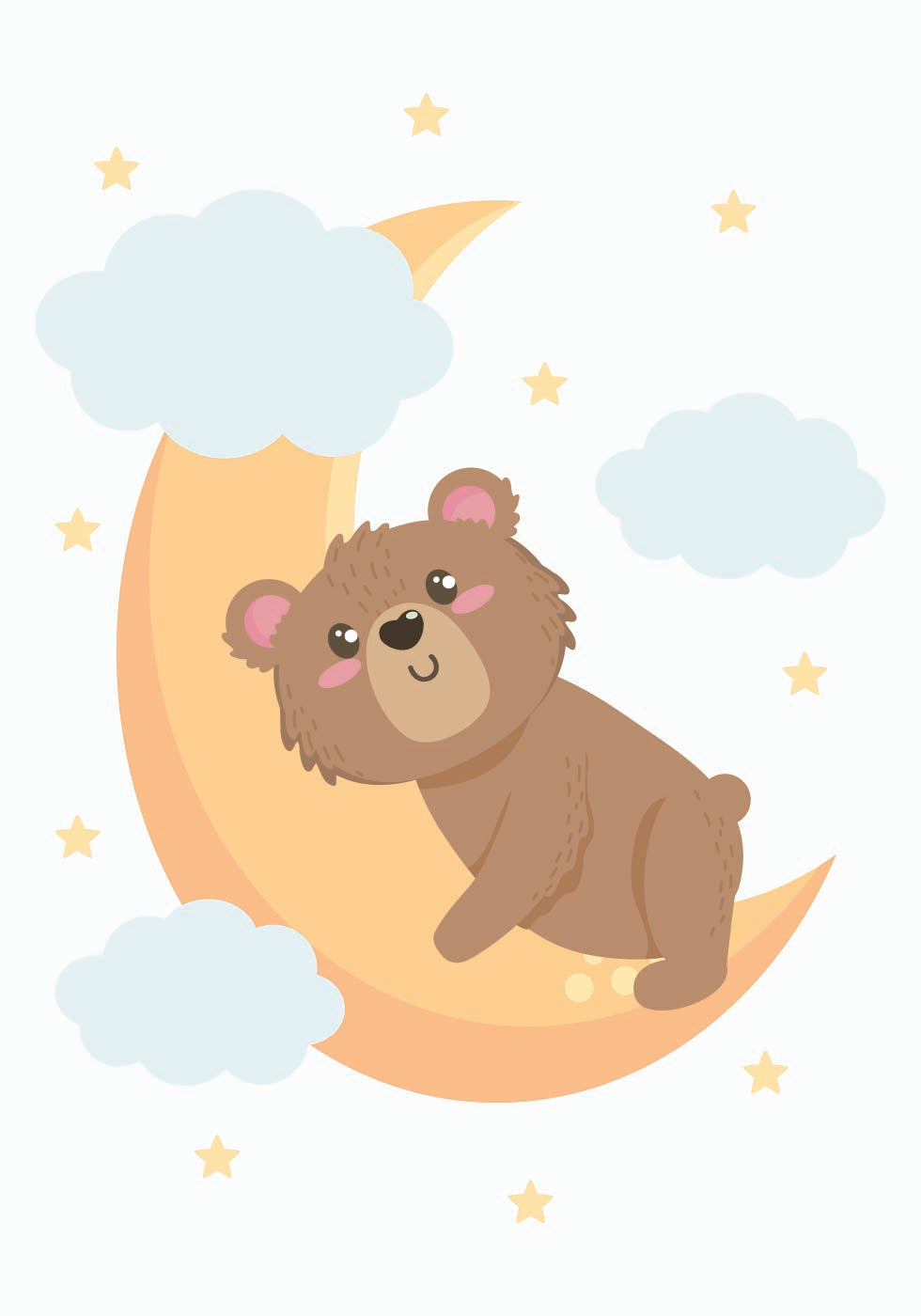 Cute Teddy Bear Moon Poster - Posterbox.dk