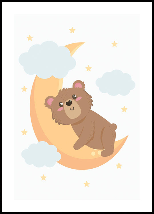 Cute Teddy Bear Moon Poster - Posterbox.dk