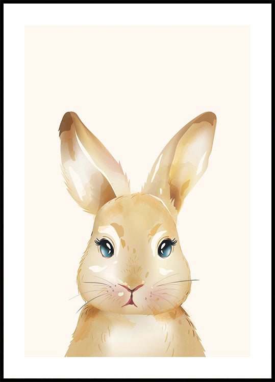 Cute Watercolor Bunny, Animal Nursery Print Poster - Posterbox.dk