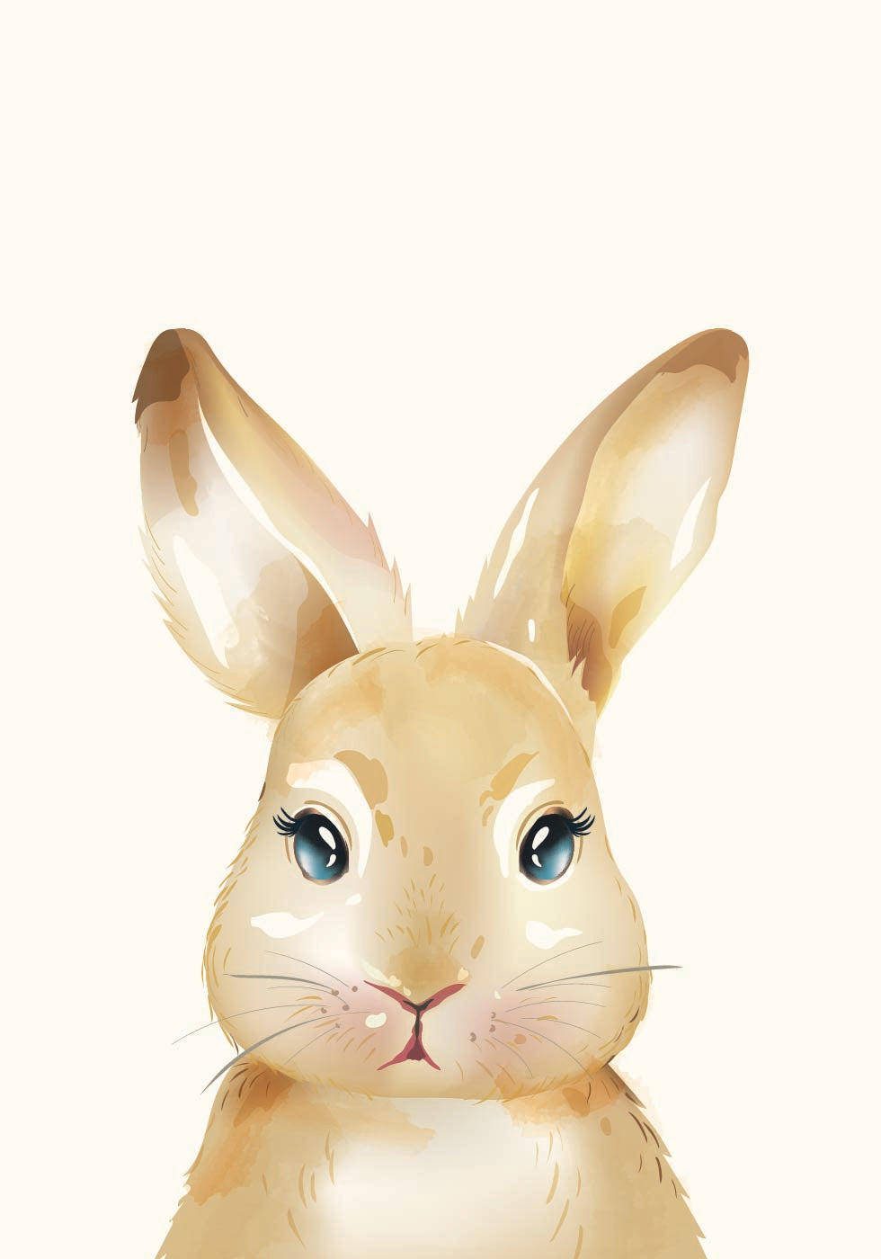 Cute Watercolor Bunny, Animal Nursery Print Poster - Posterbox.dk