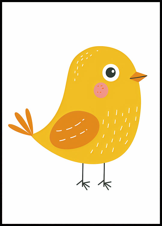 Cute Yellow Bird Illustration Poster - Posterbox.dk