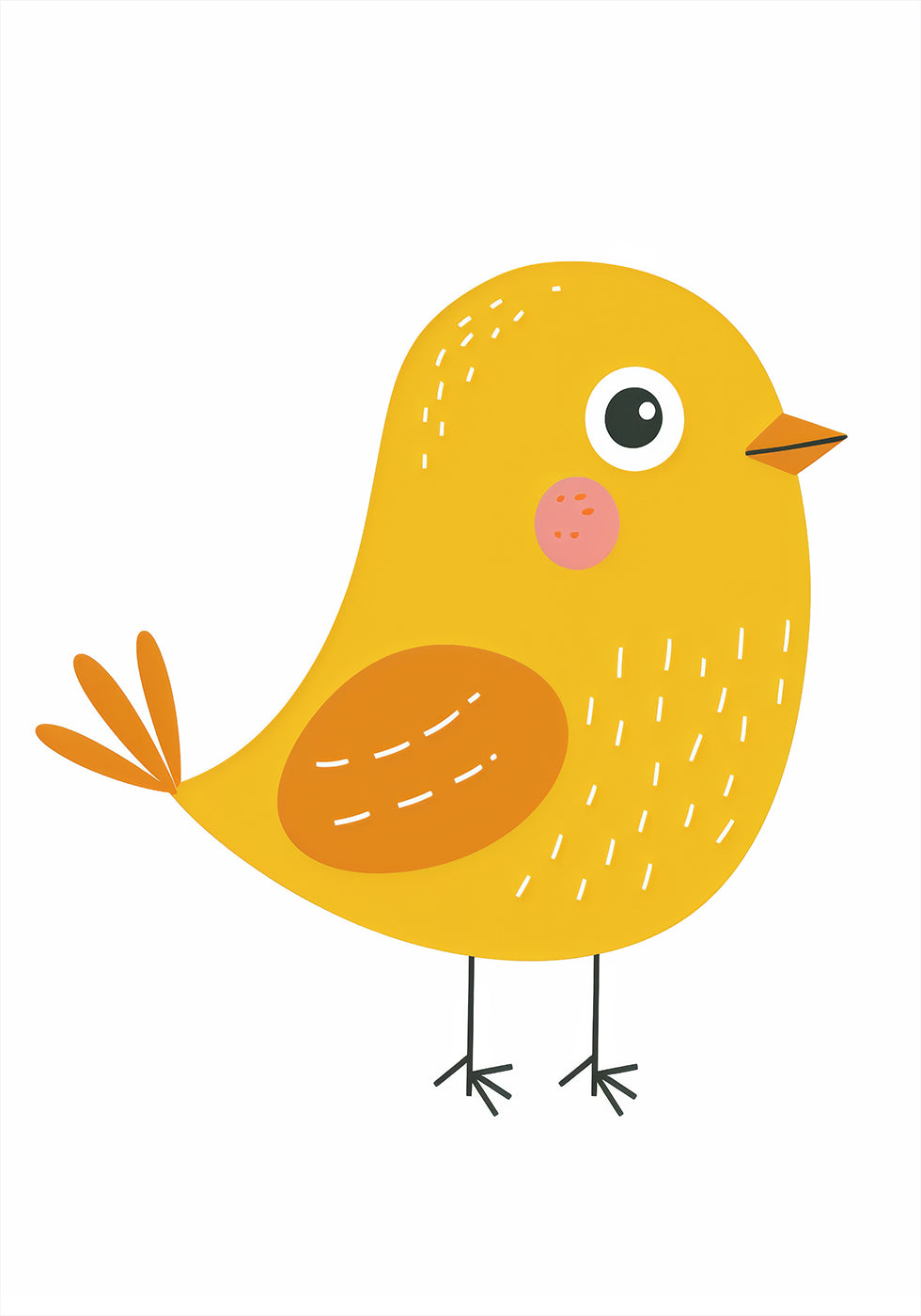 Cute Yellow Bird Illustration Poster - Posterbox.dk