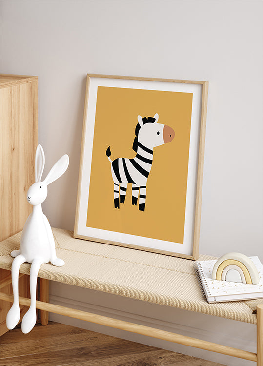 Cute Zebra Illustration Poster - Posterbox.dk