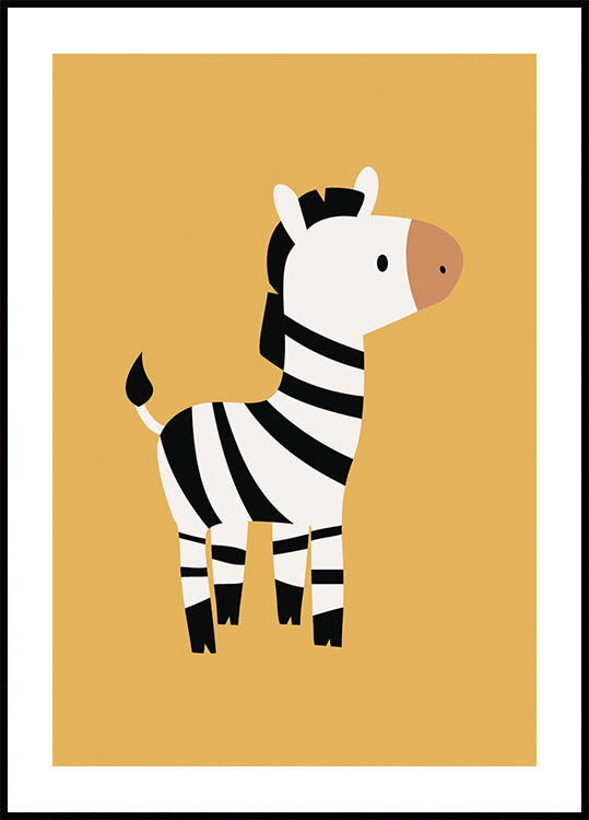 Cute Zebra Illustration Poster - Posterbox.dk