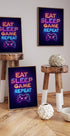 Eat Sleep Game Repeat Poster - Posterbox.dk