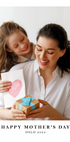 a woman and a girl holding a gift box