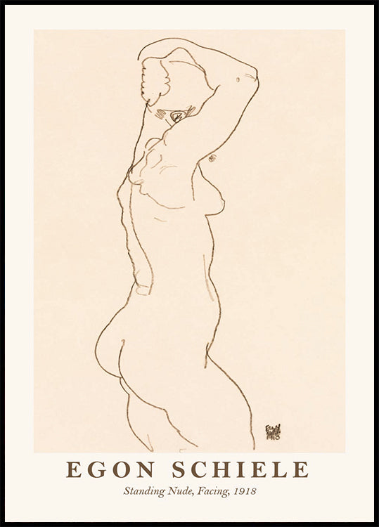 Egon Schiele, Standing Nude Facing Poster - Posterbox.dk
