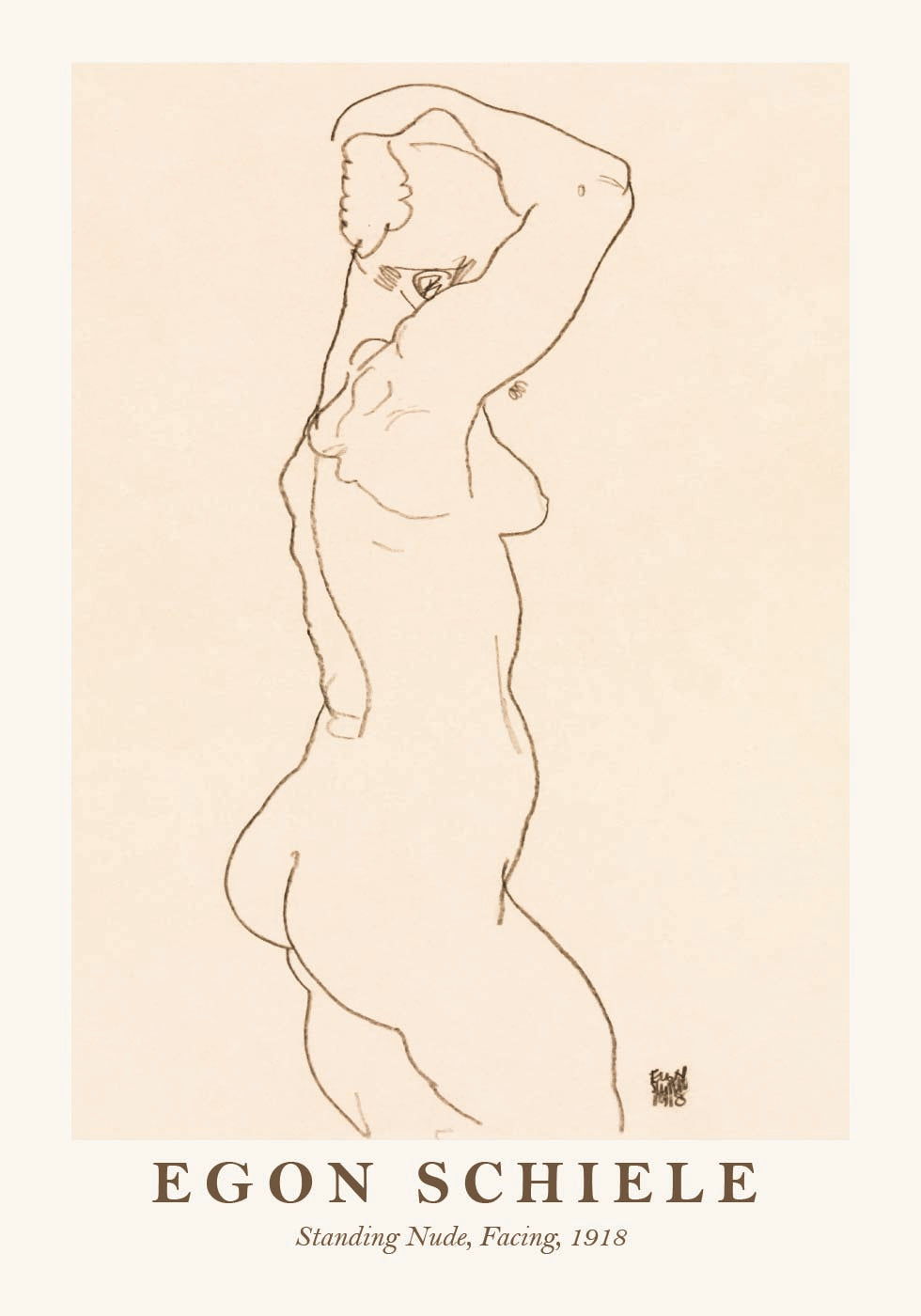 Egon Schiele, Standing Nude Facing Poster - Posterbox.dk